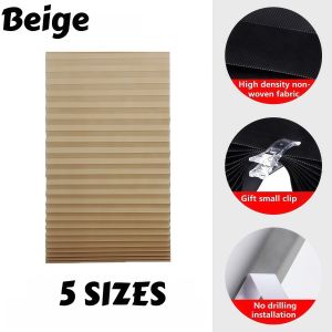 SoraX Adhesive Window Shades Non-woven Fabric Pleated Ze Blinds Roller Room Blackout Curtain for Bedroom