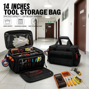 14" Heavy Duty Tool Bag Multipurpose Work Organizer for Handyman Durable Portable Tool Storage