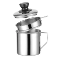 Stainless Steel Oil Filter Pot Kitchen Cooking Tool Storage Can Grease Strainer Container. 