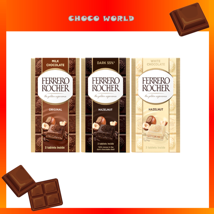 Ferrero Rocher Bar [Dark Hazelnut 55% / White Hazelnut / Milk Hazelnut ...