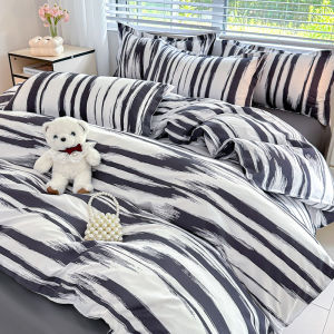 Dansunreve 3/4in1 Plaid Bedsheet Sets with Comforter Cover & Pillowcase & Bedsheet Single/Super Single/Queen/King/Super King