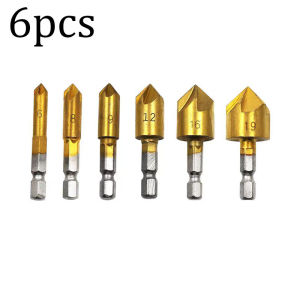 QS TOOLS ชุดดอกเจาะหกเหลี่ยม 5 ข้าง สำหรับงานไม้/พลาสติก ขนาด 6-19mm พร้อมหัวสวมน็อต สกรู 6 ชิ้น