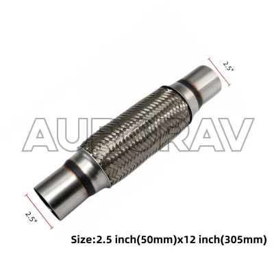 Universal Anti Tension Curve Flexipipe 12in Stainless Flexible Braid Pipe Exhaust Car Pipe muffler