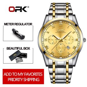 OPK Watch For Men Water Proof Relo for Man Original Business Genuine Quartz Stainless Steel Accurate Wear-Resistant Luminous Calendar Charm Watches