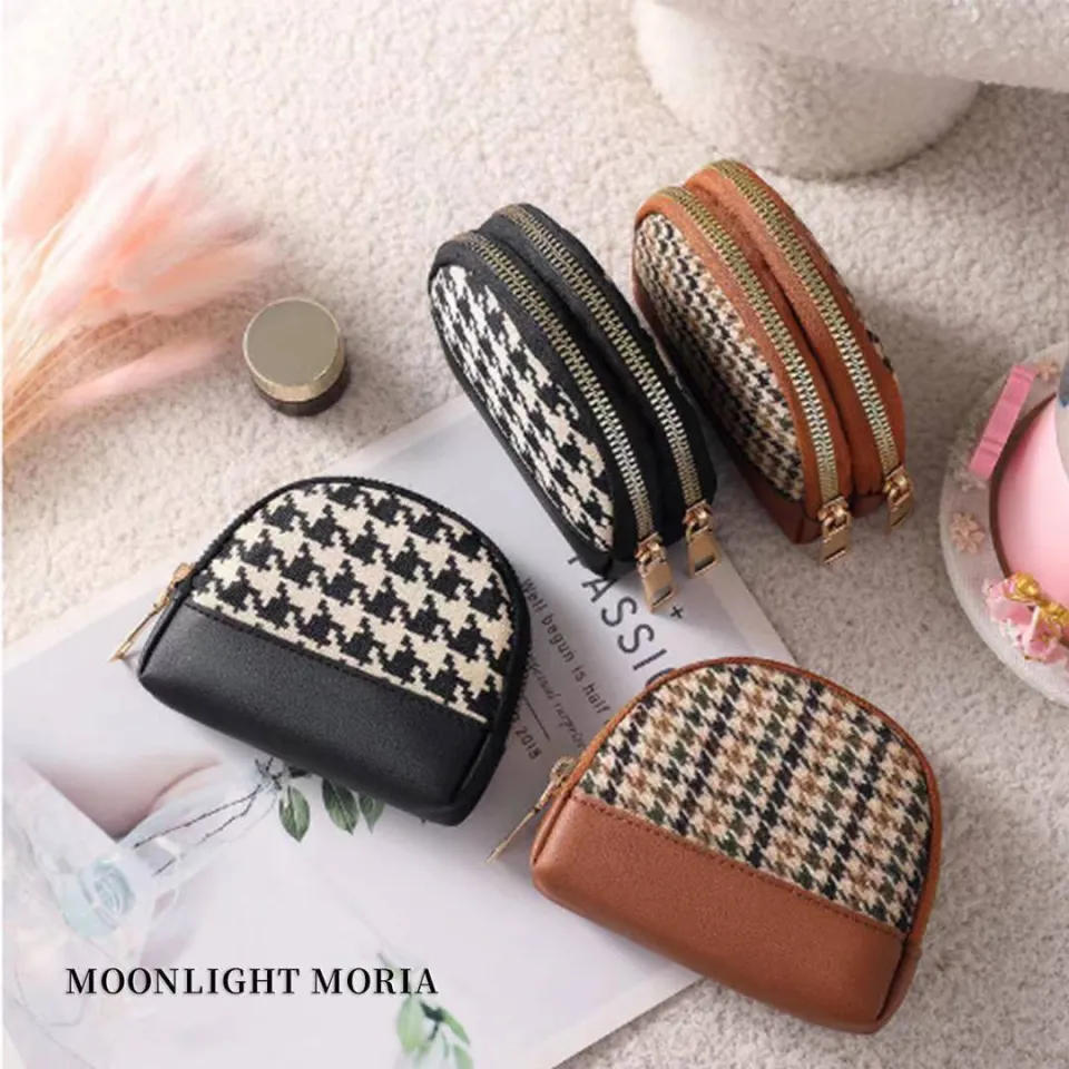 Leather black coin purse 4 zippered pockets change purse leather coin bag  leather coin pouch leather coin holder