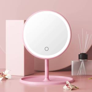 -พร้อมส่ง-กระจกมีไฟ LED แบตเตอร์รี่ 1200mAh 3ระดับ กระจกแต่งหน้าถาดเก็บของ กระจกแต่งหน้าLED #Z-0004