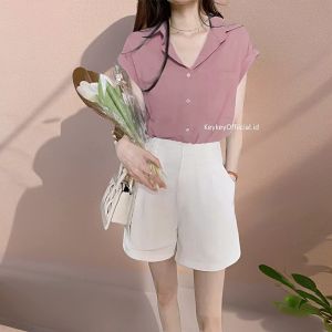 Key - 0744 AUDREY Size XL Wolfis Premium / Atasan Kemeja Wanita Full Kancing Saku Wolfis Premium GQ