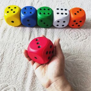ZIAAN Gag Toy Cognitive Big Dice Soft Elastic Toys Length 6cm Solid Color Sponge Dice Point Dice Pressure Relief Anti Stress
