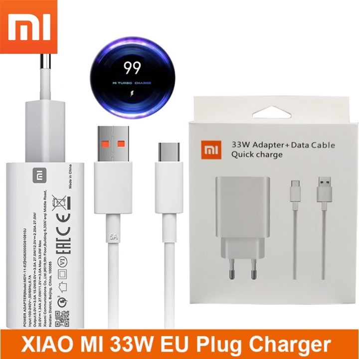 Original Xiaomi 33W turbo Fast Charger EU QC 100cm 6A type c cable for  Mi 11i 11X Pro 10S 11 10T Lite 10i 5G Poco M2 X3 F3 Lazada PH