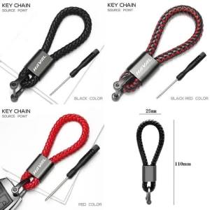 dncnf Metal Alloy Woven Leather Strap Auto Emblem Key Chain Vehicle Key Ring Keyfob Pendant Holder For Haval Jolion F7 F7X H2 H5 H6 Z4K2H