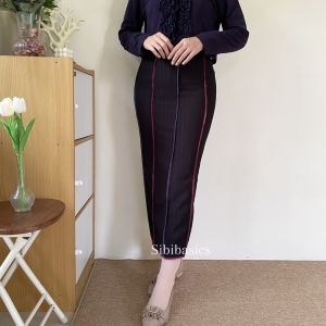 Rok Skirt Rainbow Wanita Streach Melar Knit Hornet Panjang Tebal Korean Style Dewasa Ootd Korea