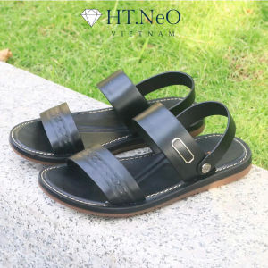 Dép Nam - Dép Da Nam Quai Ngang HT.NEO Da Bò Thật Được Khâu May Chắc Chắc Thiết Kế Basic Trẻ Trung Lịch Sự SD35