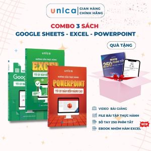 Combo 3 Sách Google Sheets - Excel - PowerPoint Unica Làm Chủ Tin Học Văn Phòng Kèm Video Bài Giảng