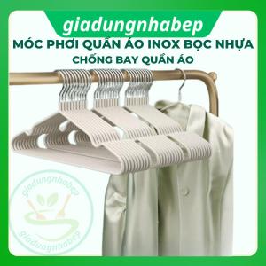 Móc treo quần áo mắc phơi đồ inox bọc nhựa chống bay chịu lực tốt - Sét 10 chiếc