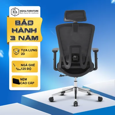 Ghế công thái học Nghia Furniture SMA Simle tựa lưng 2D ngả ghế 120 độ bảo hành 3 năm
