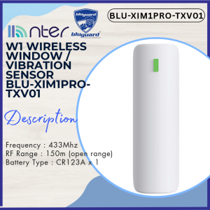 Bluguard Wireless Alarm Vibration Sensor for W1 433MHz Power by CR123A Battery 150 Meter Ximple BLU-XIM1PRO-TXV01