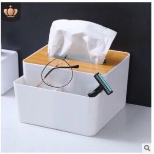 Hộp đựng giấy ăn vuông 2 ngăn Decor bàn đựng đồ đa năng Hộp giấy ăn tiện lợi