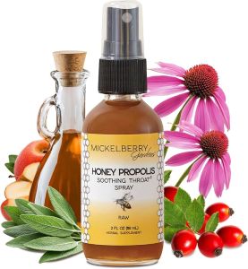 Mickelberry Gardens Honey Propolis Throat Spray - Soothing Sore Throat Relief & Propolis Immune Support - Herbal & Honey Formula (2 oz)