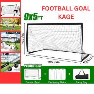 BOLA SEPAK GOL 9x5ft Portable Football Goal Stand Soccer Net Foldable Goal Post 2.7m*1.5m Frame