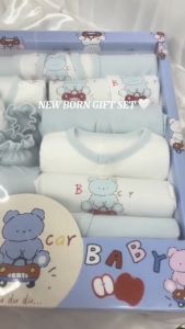 🇲🇾𝐑𝐄𝐀𝐃𝐘 𝐒𝐓𝐎𝐂𝐊🇲🇾 18 PCS SET Newborn Baby Gift Box Set Baby Cotton Cloth Diaper Set Hamper Baby