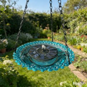 TASTY TIMES Floating Water Feature Solar Fountain Birdbath Waterfall Design Automatic Solar Bird Bath Decorative Plastic Garden Bird Feeder Garden
