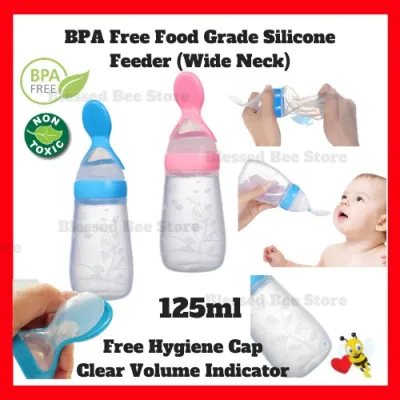 Ready Stock Malaysia Squeeze Spoon Feeder Food Feeder Fresh Food Feeder Baby Cereal Feeder 125ml (Wide Neck) BPA FREE