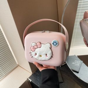 EXCES Large Capacity Handheld Cosmetic Case  Style Kawaii Cartoon Makeup Bag Portable Square Organizer Case Girls
