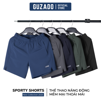 [TẶNG QUÀ ĐƠN 499K CHỈ 16.7] Quần đùi thể thao GUZADO quần short tập gym, chạy bộ, chất gió siêu co giãn, thấm hút tốt, mềm mịn, vận động thoải mái GSR11