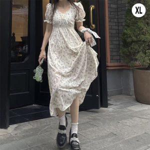 🌟CORE🌟2025 NEW Cream Floral Dress French Style Bubble Sleeved Dress Women Gentle Style Dress