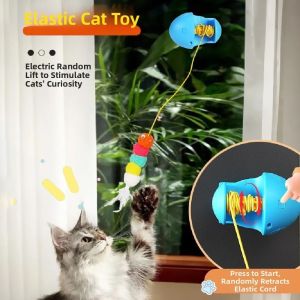 OUTOPEN Funny Electric Door Hanging Toy Automatic Lifting Creative Elastic Rope Pet Toy Cat Training Toys with Feather Bell Hanging Swing Toy Pet Accessories