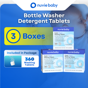nuviebaby Super Clean Baby Bottle Washer Detergent Tablets 360pcs 3 Boxes 100% Plant Based Fragrance Free For nuviebaby Momcozy Baby Brezza Value Pack