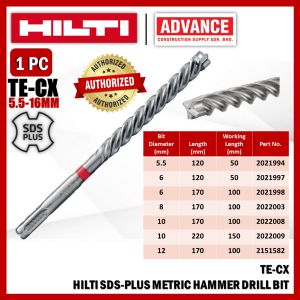HILTI TE-CX SDS Plus Metric Hammer Drill Bit ( 1 pcs ) Size: 5.5MM 6MM 8MM 10MM 12MM 14MM 16MM