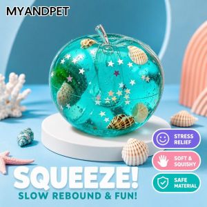 Apple Squishy Toy Slow Rebound Ocean Shell Glitter Soft Squeeze Stress Relief Fidget Toy For Kids Desktop