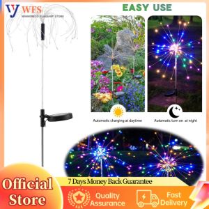 Outdoor Solar Fireworks Lights Waterproof Garden Fairy Light 2Pcs Starburst Decorative Lighting for Yard Patio Pathway