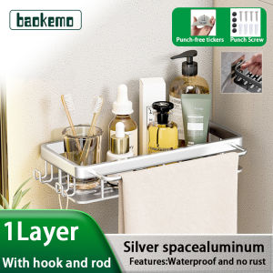 baokemo Bathroom Storage Hardware Storage Rack Toilet Rack Wall Mounted Shower Shelf Free Punch Corner Rack Shelving Kitcheen Bathroom Accessories