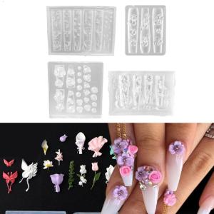 Multipurpose Nail Art Silicone Mould for Detailed 3D Designs Including Butterfly and Rose Patterns for Household
