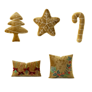 Sturdy Polyester Christmas Pillow Cover Embroidery Detailing Skin Friendly Fabric Home Decoration