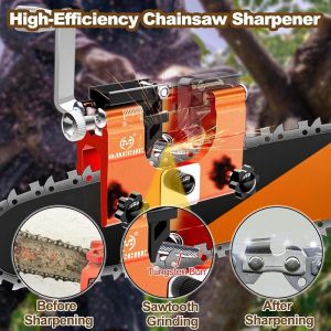 Chainsaw Sharpener Jig Chain Saw Sharpener Tool with High Hardness Tungsten Burr Universal Portable Hand Crank Chainsaw Sharpening Kit for Garden Worker