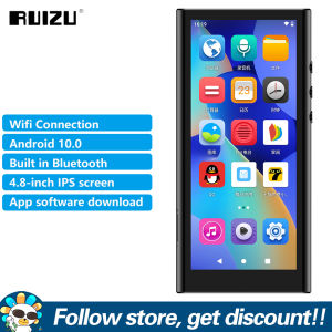 RUIZU H12 Android WiFi MP3 Player 4.8 IPS High-definition Screen 4+64G Bluetooth 4.2 Video Audio Player With APP Download E-book Picture Recording FM Radio Clock Calculator Calendar Portable Mini Walkman Support TF Card