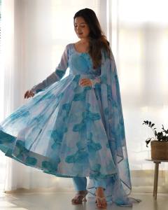 [PRE ORDER] Party Wear Anarkali Fabric:HEAVY PURE SOFT  ORGANJA SILK MARBLE PRINT -Gown Pent or Dupatta -Size:- Xs To 2xl Fully Stitched Ready To Wear ~ Delivery Lead Time : 10 Days