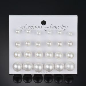 12 Pairs/Set Elegent Pearl Earrings Studs White Elegent Temperament Fashion Pearl Stud Earrings Set
