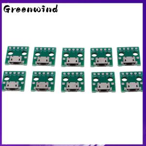 【Greenwind】 10Pcs MICRO USB to DIP Adapter 5Pin Female Connector PCB Converter Board