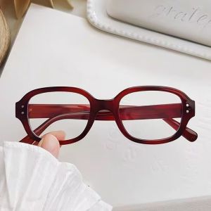 Korea Modern Retro Narrow Oval Rectangle Frame  Anti Blue Light Eyeglasses for Women Men Anti-radiation Glasses Ins Style Flat Light Mirror Minimalist Eyewear Blue Light Filter Glasses Square Frame UV Blocking Eyewear for Gaming Students