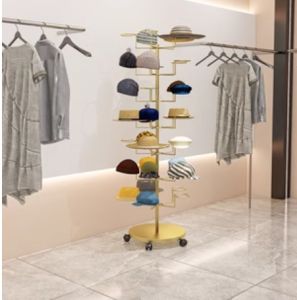 Ready✅ Hook Hat Stand Display Wheels Stand Gantung Topi Cap Rack Rak Coat Standing Penyangkut Shelf Shelving Storage