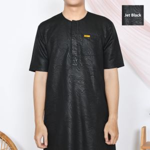 Gamis Pria Embos Harimau Benggala Jubah Pria Tanpa Kerah Lengan Pendek