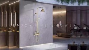 LDIES Luxury Gold Bathroom Shower Faucet Set Wall Mounted Classical Brass Shower Faucet Set Gold /Chrome Finished Classical Styel New B8T5H
