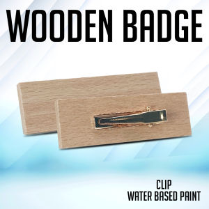 FMP Blank Wooden Name Badge with Pin/Clip - with and w/o water based