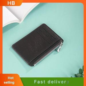 HB Mini Credit Card Wallet Id Card Holder Mens Small Wallet Thin Sleeve Zipper Short Coin Wallet