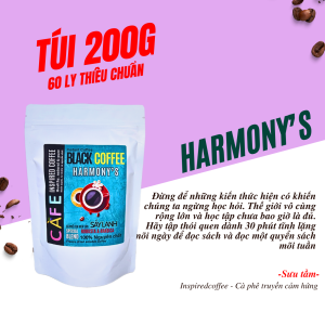 Cà phê sấy lạnh Black coffee Harmonys  cafe đen nguyên chất hòa tan cafe kết hợp từ hạt Robusta và Arabica Inspired Coffee