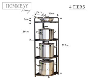 HOMMBAY Kitchen Rack / Multipurpose Foldable Metal Storage Rack Kitchen Storage Rack Kitchen Shelf 3 Tier/4 Tier/5 Tier